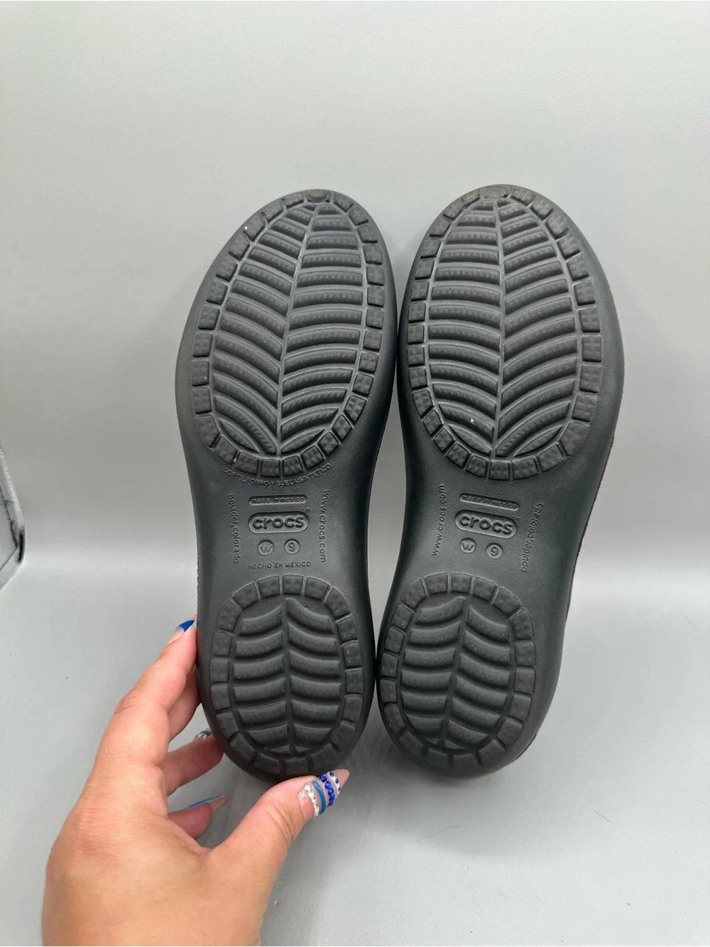 Crocs Kadee Flats Women 9 Black Molded Ballerina Heel Cutouts